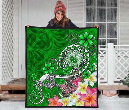 Samoa Premium Quilt - Turtle Plumeria (Green)