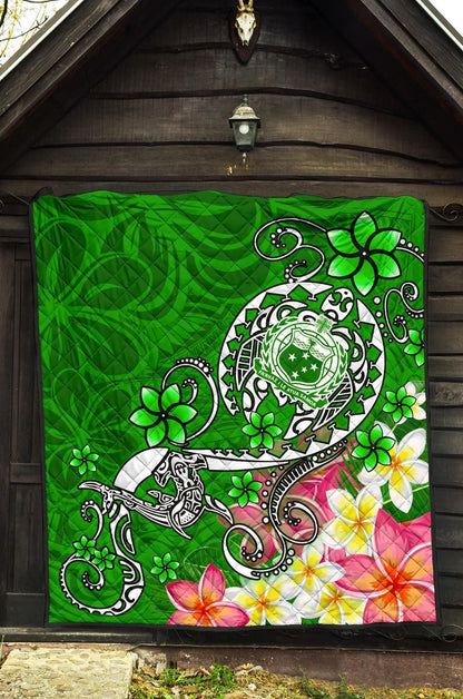 Samoa Premium Quilt - Turtle Plumeria (Green)