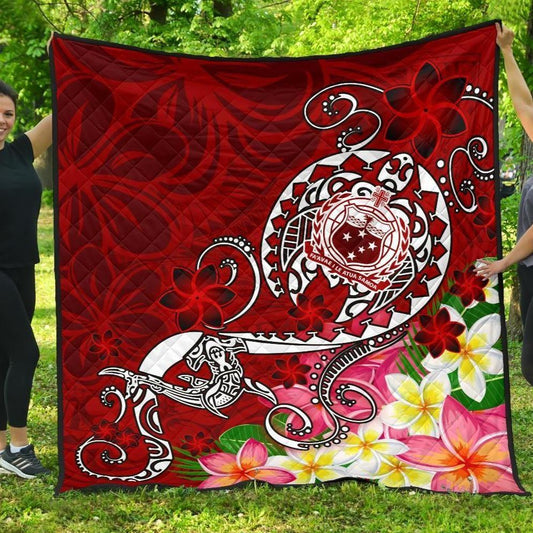 Samoa Premium Quilt - Turtle Plumeria (Red)