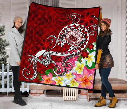 Samoa Premium Quilt - Turtle Plumeria (Red)
