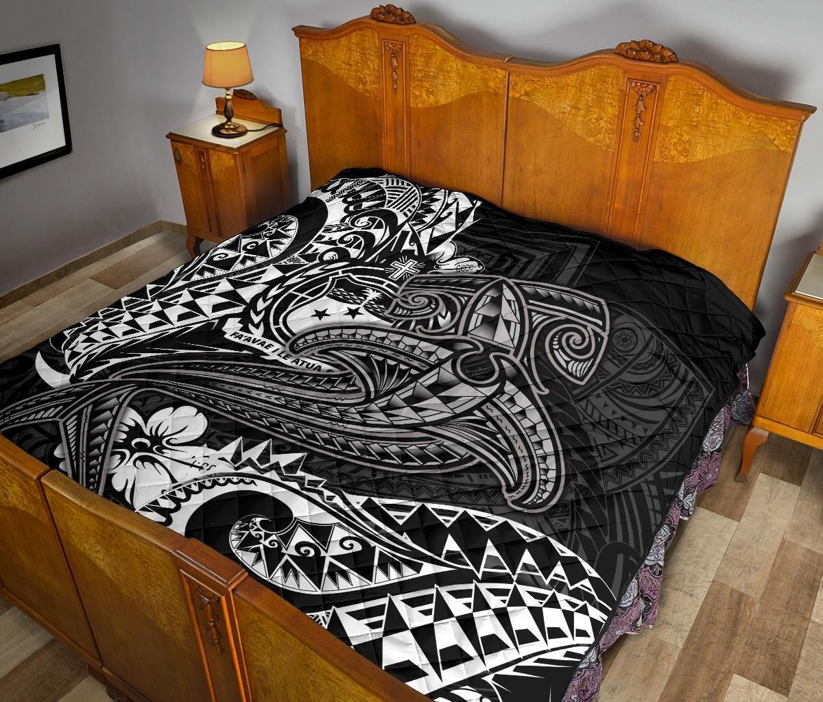 Samoa Premium Quilt - White Shark Polynesian Tattoo