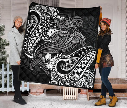 Samoa Premium Quilt - White Shark Polynesian Tattoo