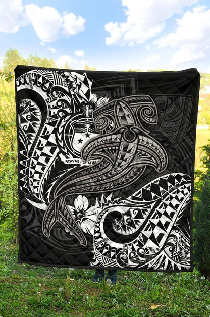 Samoa Premium Quilt - White Shark Polynesian Tattoo