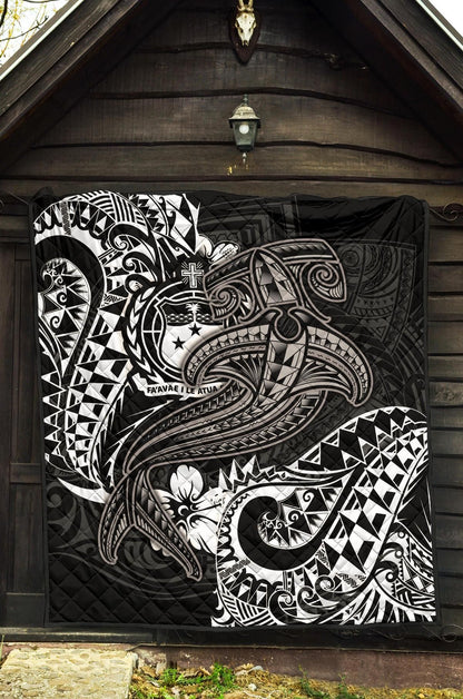 Samoa Premium Quilt - White Shark Polynesian Tattoo