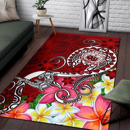 Samoa Area Rug - Turtle Plumeria (Red)