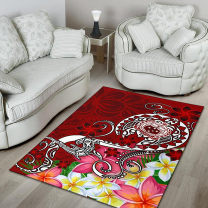 Samoa Area Rug - Turtle Plumeria (Red)