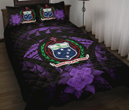 Samoa Polynesian Quilt Bed Set Hibiscus Purple