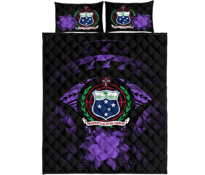 Samoa Polynesian Quilt Bed Set Hibiscus Purple