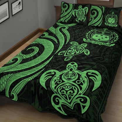Samoa Quilt Bed Set - Green Tentacle Turtle