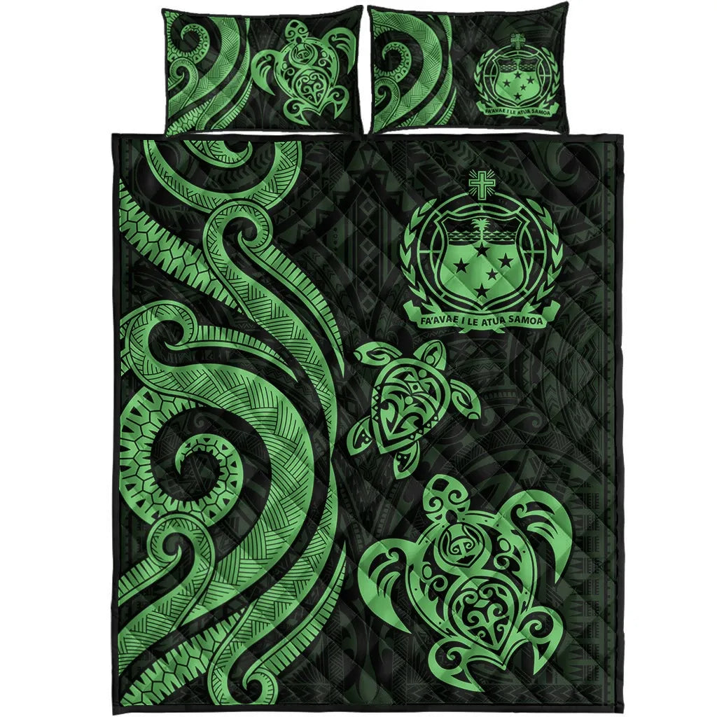Samoa Quilt Bed Set - Green Tentacle Turtle