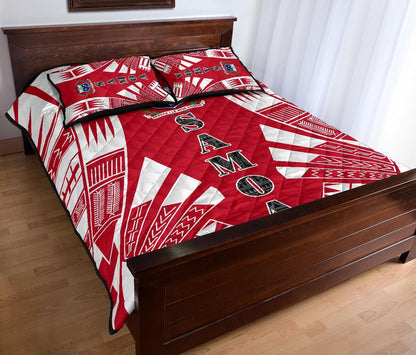 Samoa Quilt Bed Set - Samoa Coat Of Arms Polynesian Red Tattoo Style