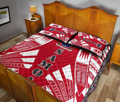 Samoa Quilt Bed Set - Samoa Coat Of Arms Polynesian Red Tattoo Style