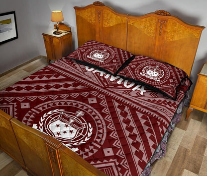 Samoa Quilt Bed Set - Samoa Seal In Polynesian Tattoo Style (Red)
