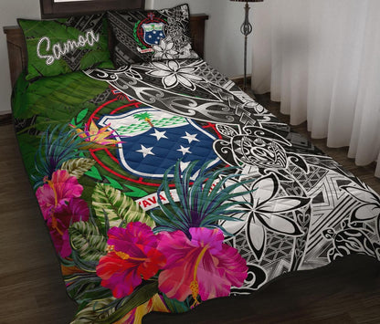 Samoa Quilt Bed Set - Turtle Plumeria Banana Leaf