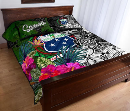 Samoa Quilt Bed Set - Turtle Plumeria Banana Leaf
