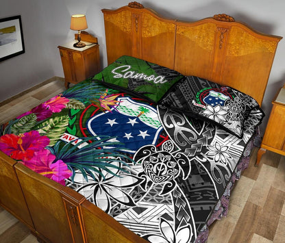 Samoa Quilt Bed Set - Turtle Plumeria Banana Leaf
