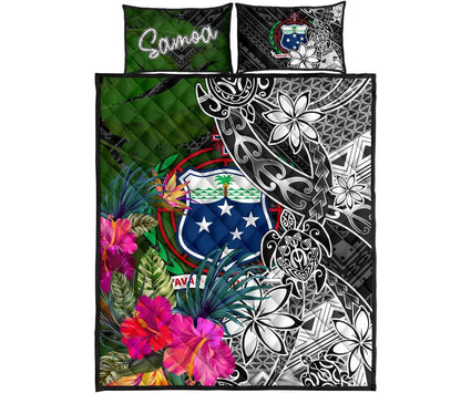 Samoa Quilt Bed Set - Turtle Plumeria Banana Leaf