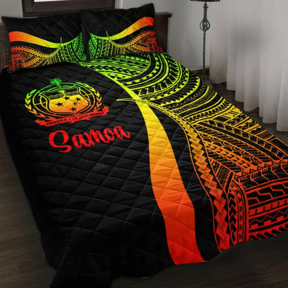 Samoa Quilt Bed Set - Reggae Polynesian Tentacle Tribal Pattern