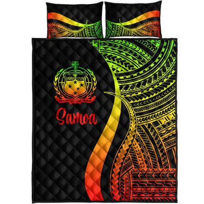 Samoa Quilt Bed Set - Reggae Polynesian Tentacle Tribal Pattern
