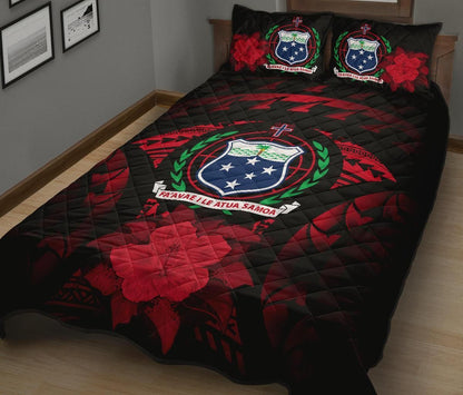 Samoa Polynesian Quilt Bed Set Hibiscus Red