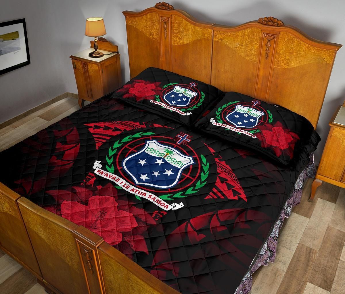 Samoa Polynesian Quilt Bed Set Hibiscus Red