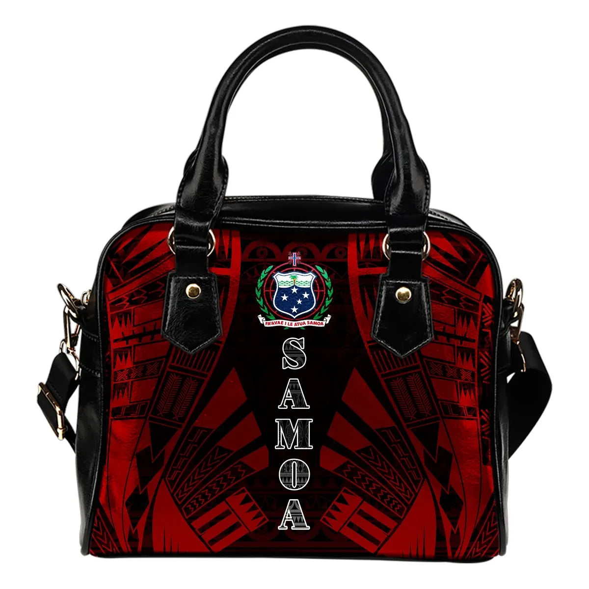 Samoa Shoulder Handbag - Polynesian Tattoo Red