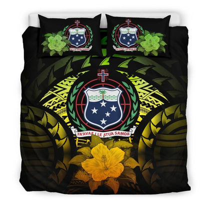 Samoa Duvet Cover Set - Samoa Coat Of Arms & Reggae Hibiscus