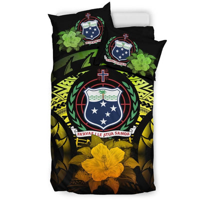 Samoa Duvet Cover Set - Samoa Coat Of Arms & Reggae Hibiscus