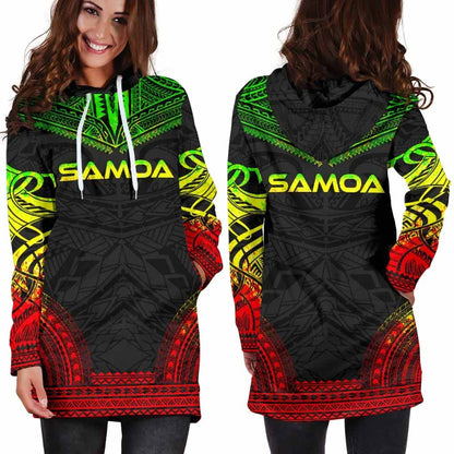 Samoa Female Hoodie Dress - Polynesian Reggae Chief