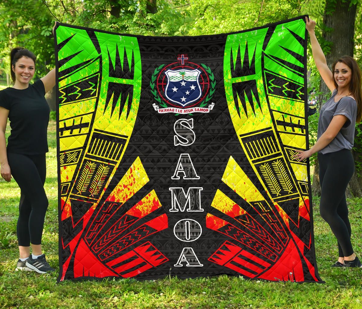 Samoa Premium Quilt - Samoa Coat Of Arms Polynesian Reggae Tattoo