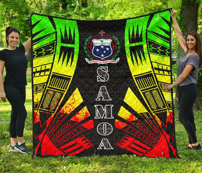 Samoa Premium Quilt - Samoa Coat Of Arms Polynesian Reggae Tattoo