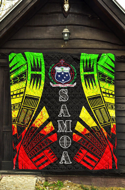 Samoa Premium Quilt - Samoa Coat Of Arms Polynesian Reggae Tattoo