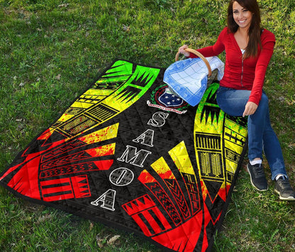 Samoa Premium Quilt - Samoa Coat Of Arms Polynesian Reggae Tattoo