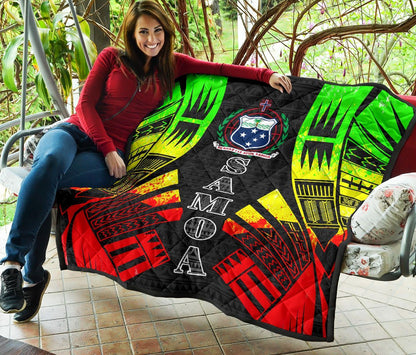 Samoa Premium Quilt - Samoa Coat Of Arms Polynesian Reggae Tattoo