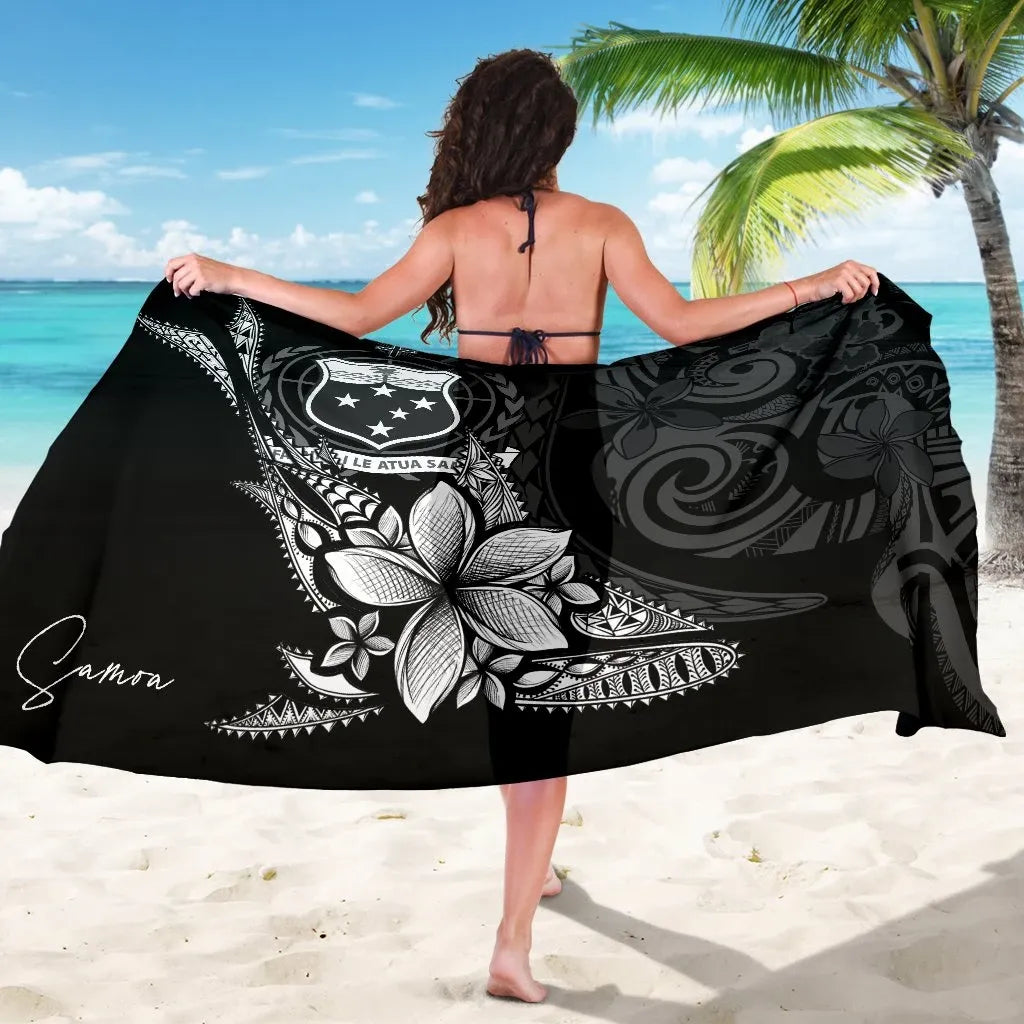 Samoa Sarong - Fish With Plumeria Flowers
