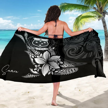 Samoa Sarong - Fish With Plumeria Flowers