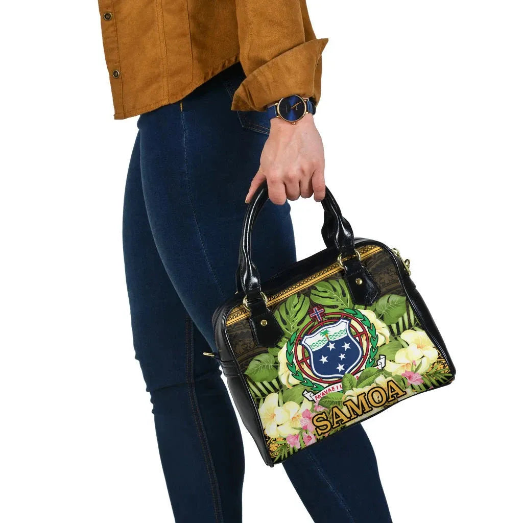 Samoa Shoulder Handbag - Polynesian Gold Patterns Collection