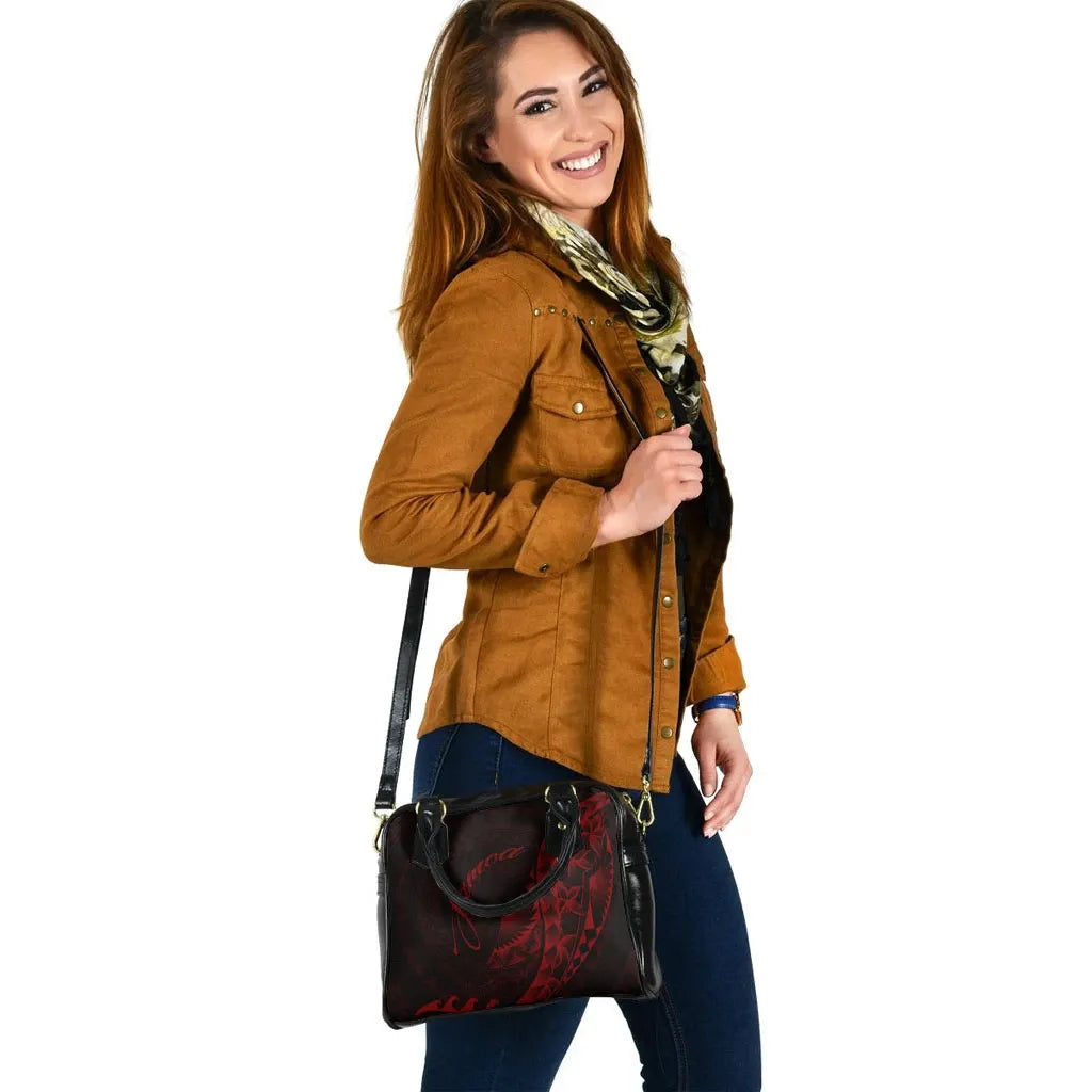 Samoa Shoulder Handbag - Polynesian Pattern Style Red Color