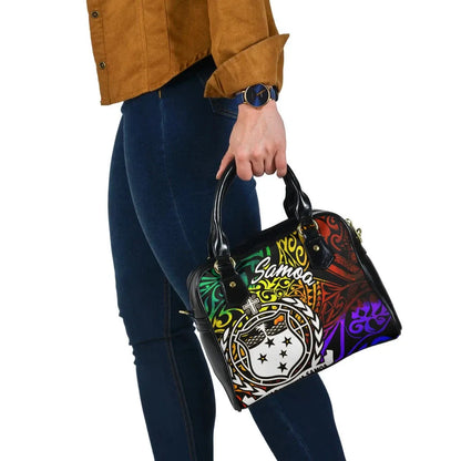 Samoa Shoulder Handbag - Rainbow Polynesian Pattern