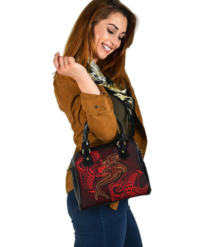 Samoa Shoulder Handbag - Red Shark Polynesian Tattoo