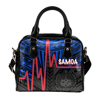 Samoa Shoulder Handbag - Samoa Seal With Heartbeat Polynesian Pattern (Blue)