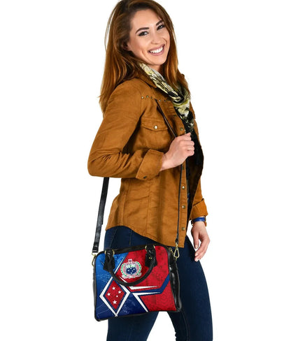 Samoa Shoulder Handbag - Samoa Flag With Polynesian Patterns