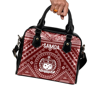 Samoa Shoulder Handbag - Samoa Seal In Polynesian Tattoo Style (Red)