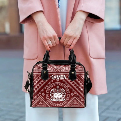 Samoa Shoulder Handbag - Samoa Seal In Polynesian Tattoo Style (Red)