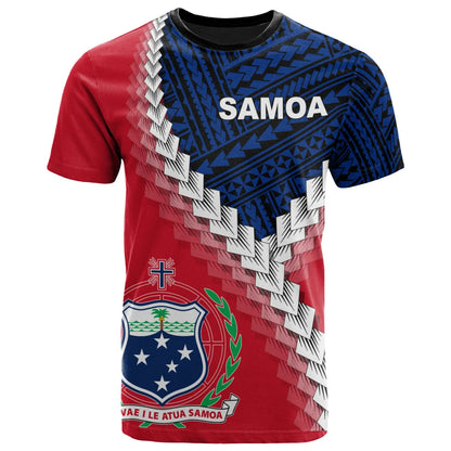 (KID) Samoa T-Shirt - Samoa Coat Of Arms With Polynesian Tattoo Flag Style