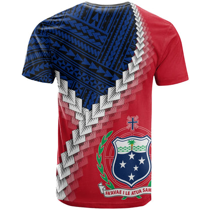 (KID) Samoa T-Shirt - Samoa Coat Of Arms With Polynesian Tattoo Flag Style