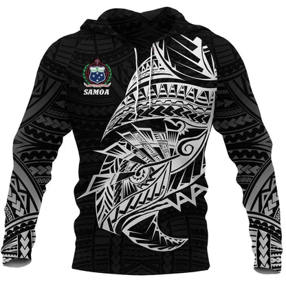 Samoa Tattoo Rugby Style Hoodie Black