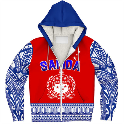 Samoa Sherpa Hoodie Tribal Polynesia Printed Flag Simple Style