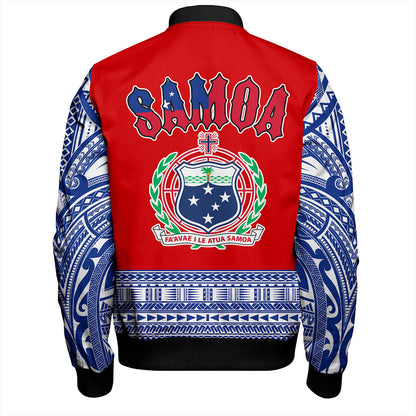 Samoa Bomber Jacket Tribal Polynesia Printed Flag Simple Style