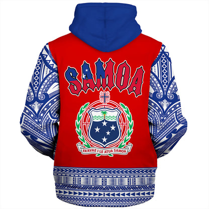 Samoa Sherpa Hoodie Tribal Polynesia Printed Flag Simple Style